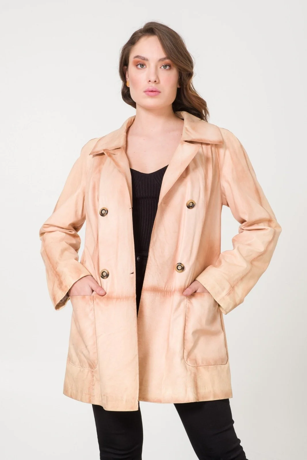 Cream Leather Coat - Image 4