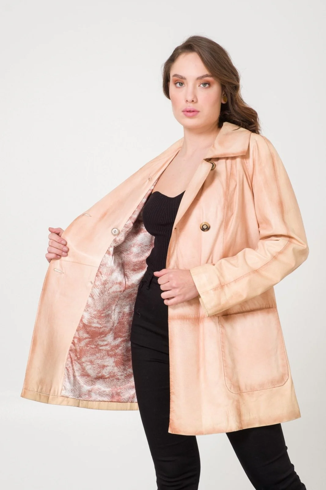 Cream Leather Coat - Image 5