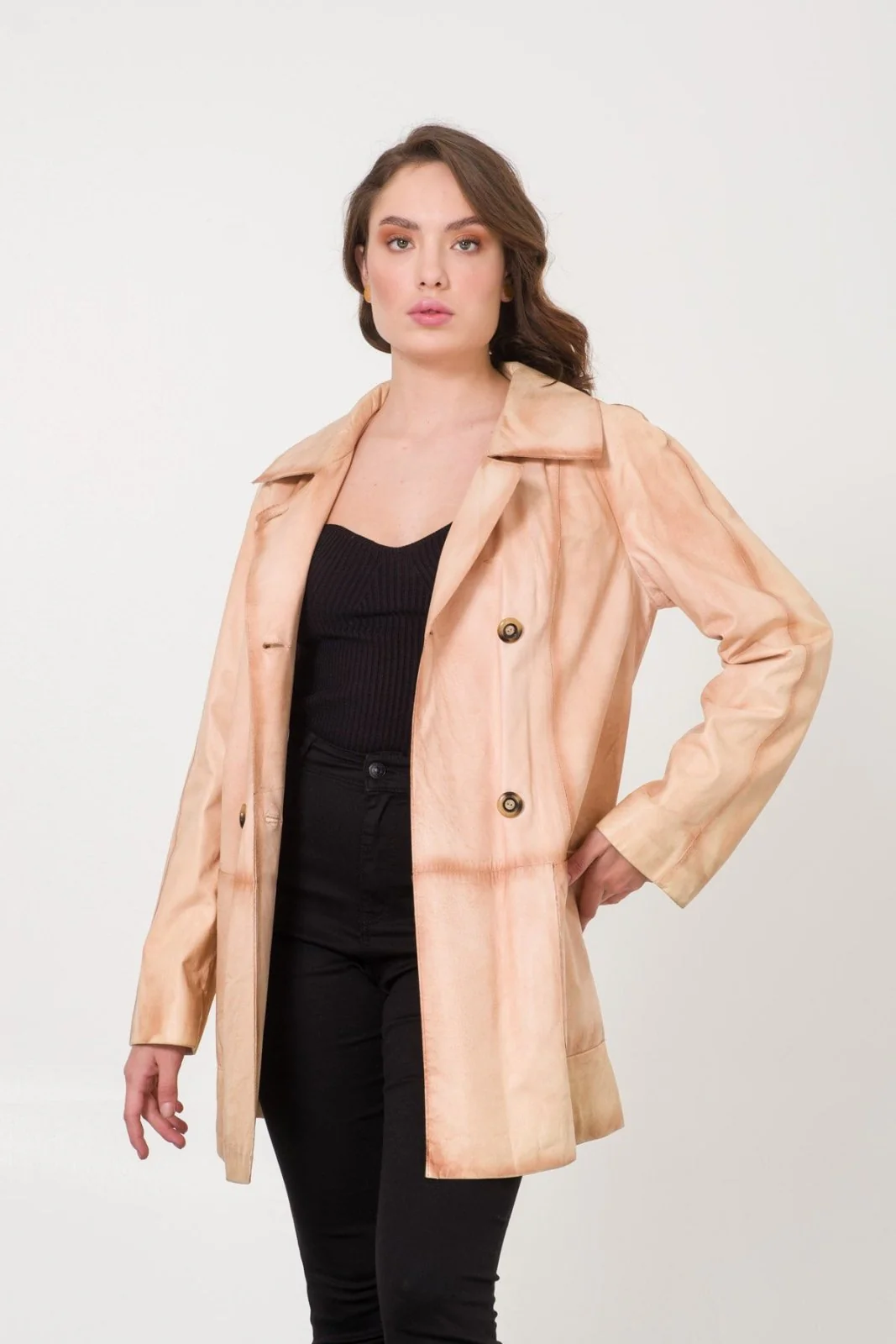Cream Leather Coat - Image 6