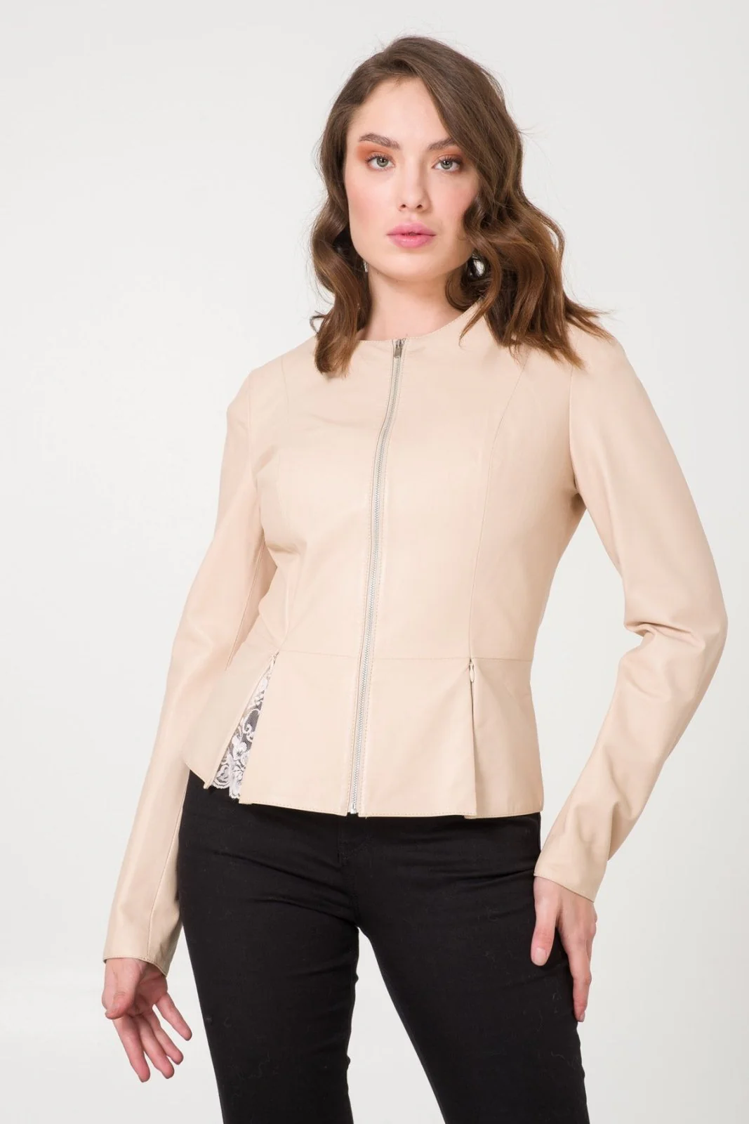 Cream Leather Jacket