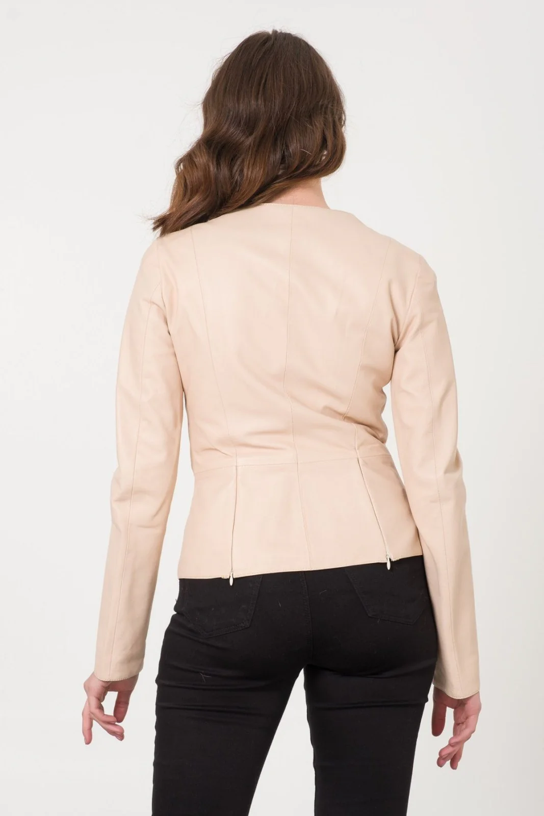 Cream Leather Jacket - Image 3