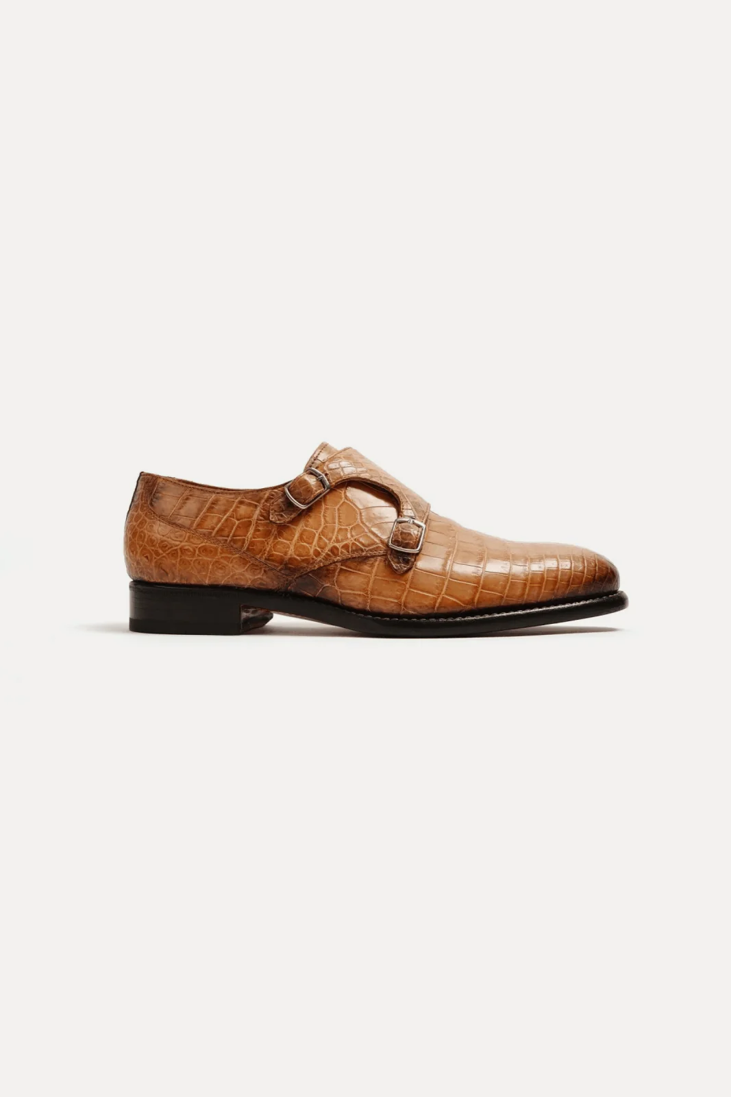 Crocodile Leather Double Strap Shoes