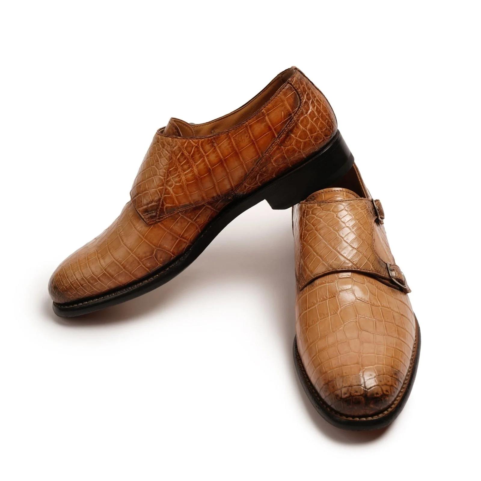 Crocodile Leather Double Strap Shoes - Image 4