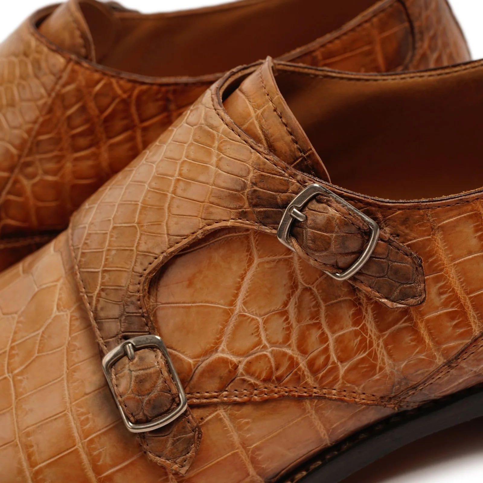 Crocodile Leather Double Strap Shoes - Image 6