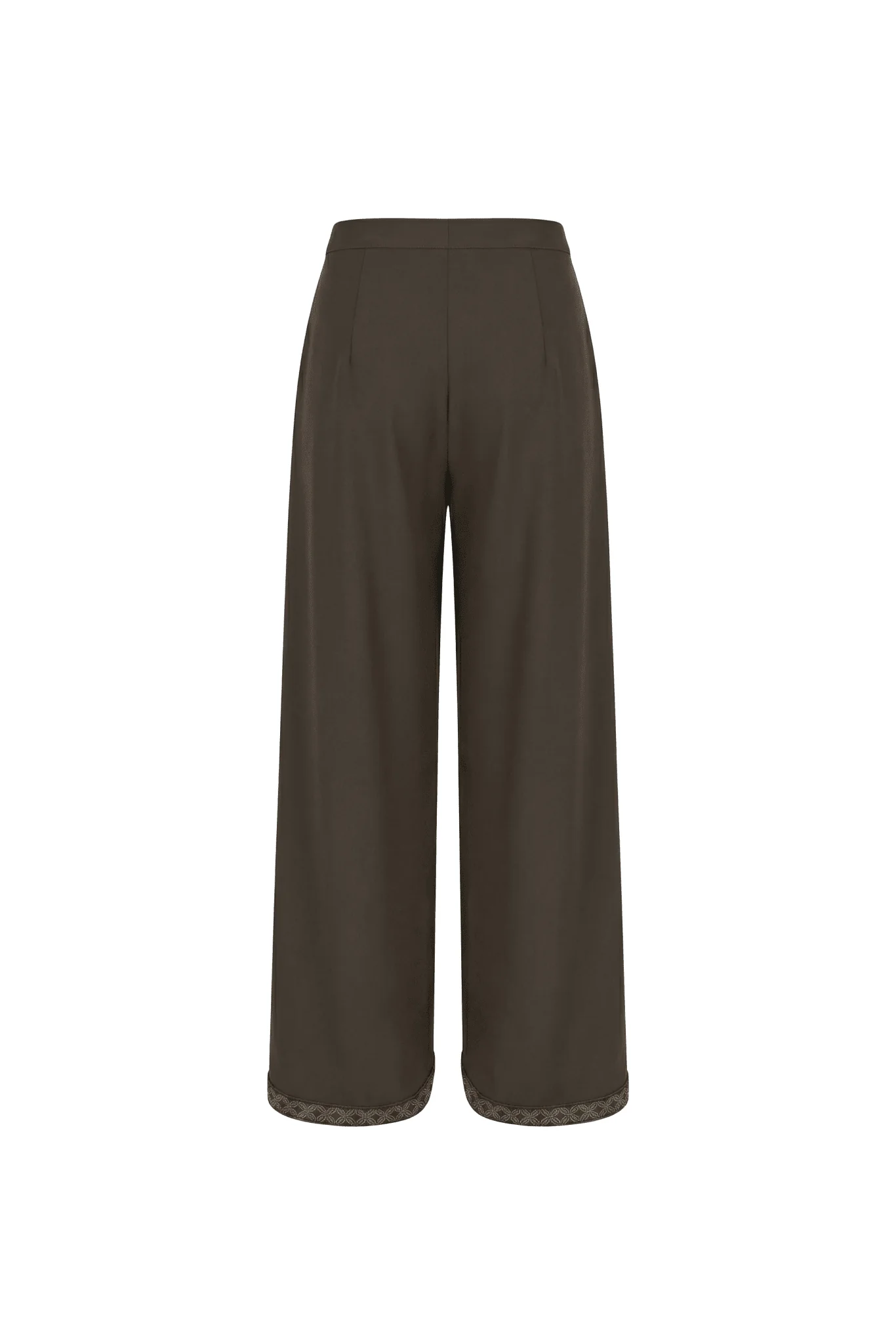 Dark Brown Ornamental Panel Wide Leg Trousers - Image 3