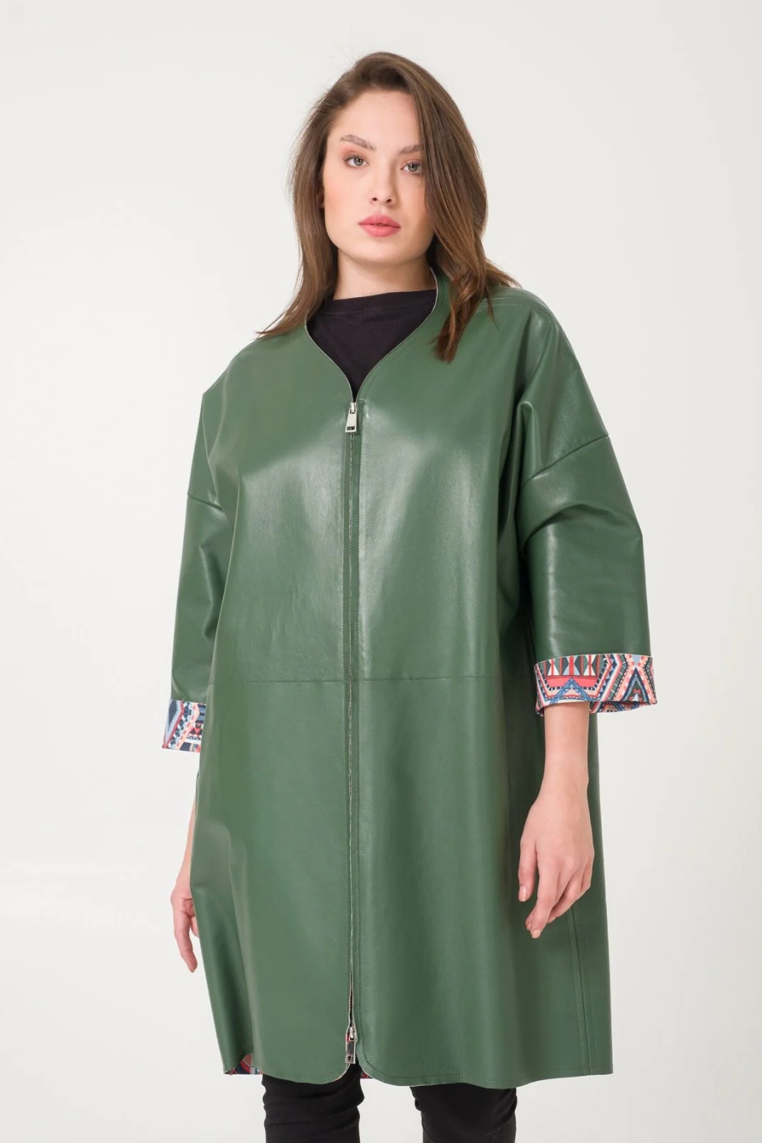 Dark Green Leather Coat