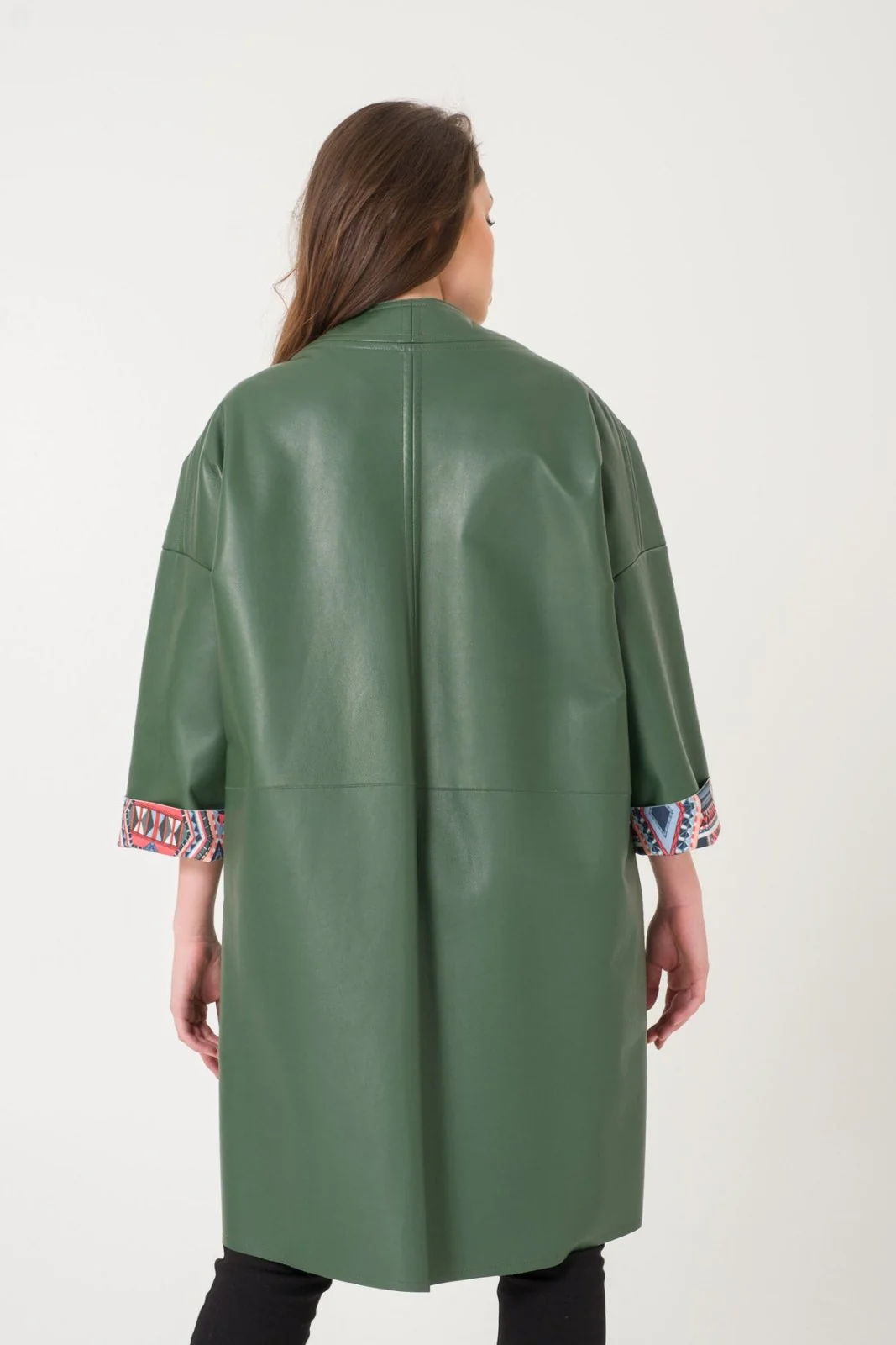 Dark Green Leather Coat - Image 3