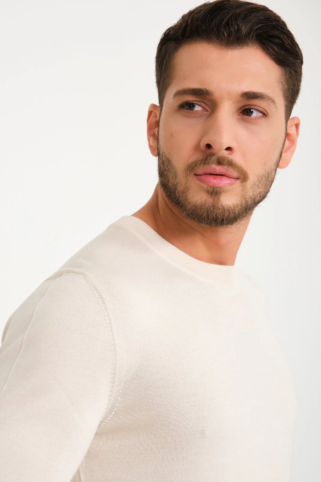 Ecru Cashmere Crewneck Sweater - Image 4
