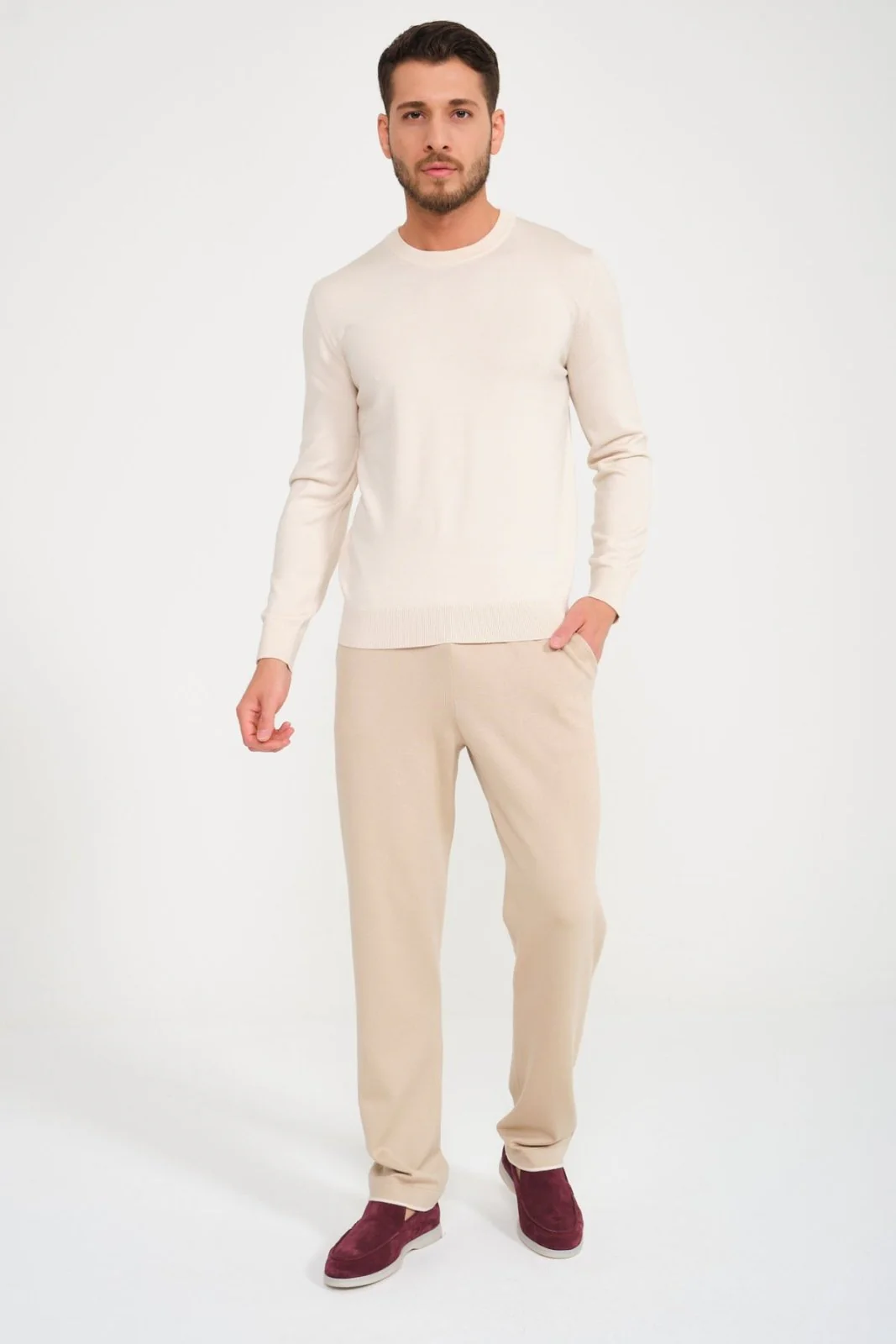 Ecru Cashmere Crewneck Sweater - Image 7