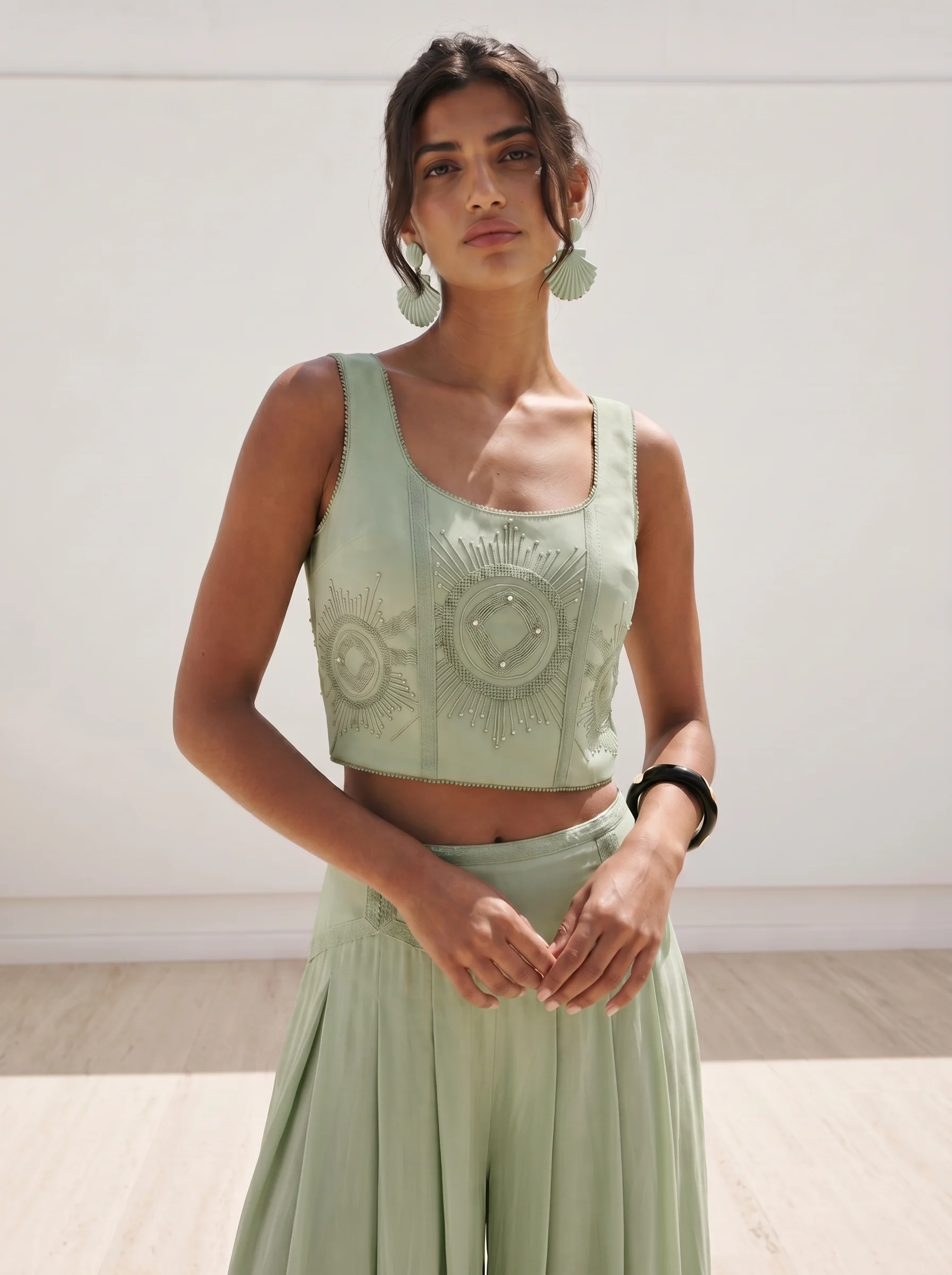 Elara Embroidered Linen Bustier - Image 2