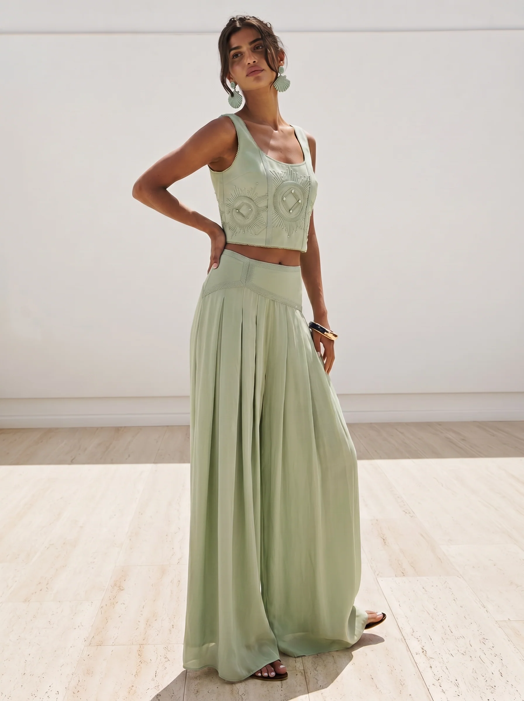 Elara Embroidered Linen Bustier - Image 4