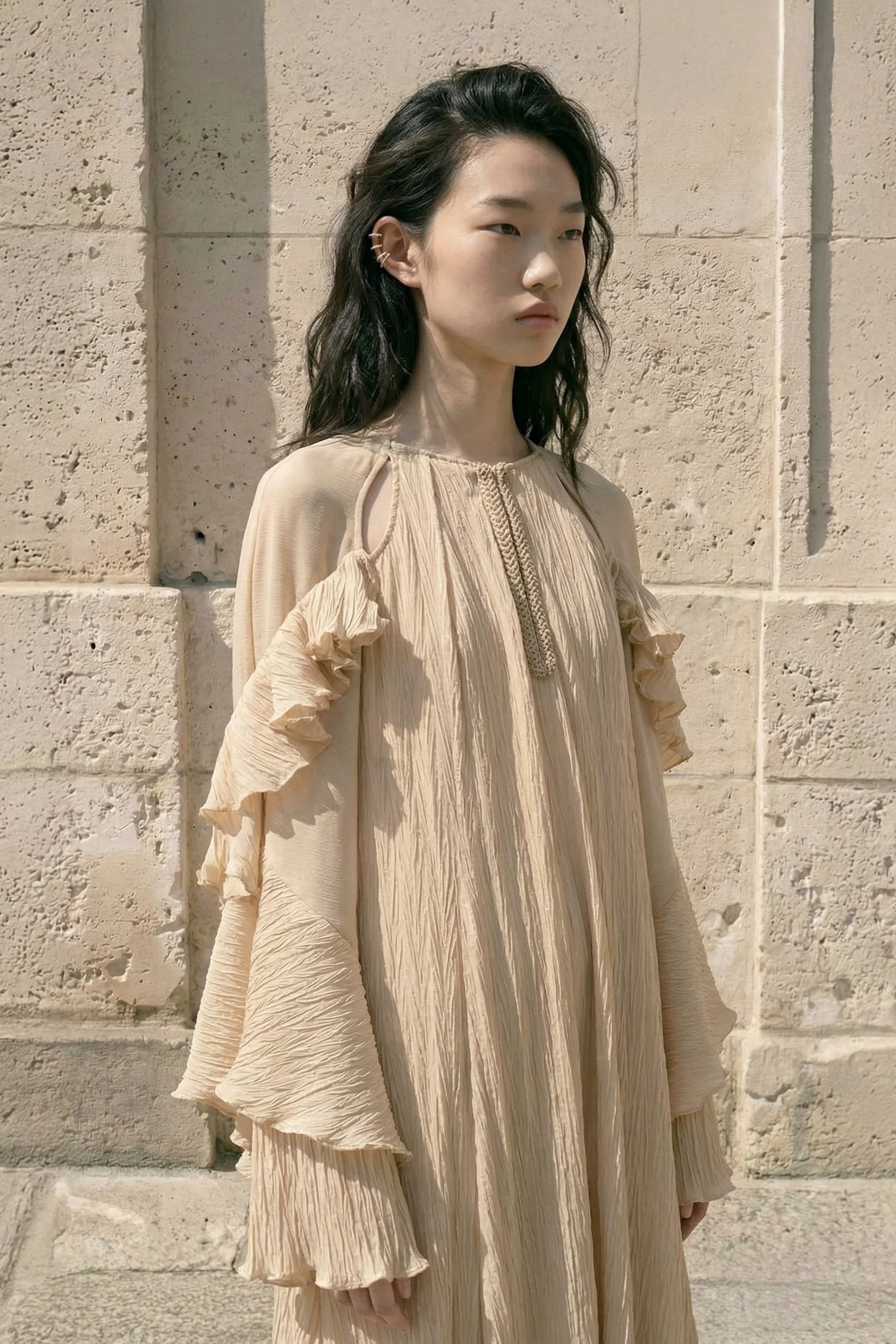 Elaria Pleated Chiffon Dress - Image 3