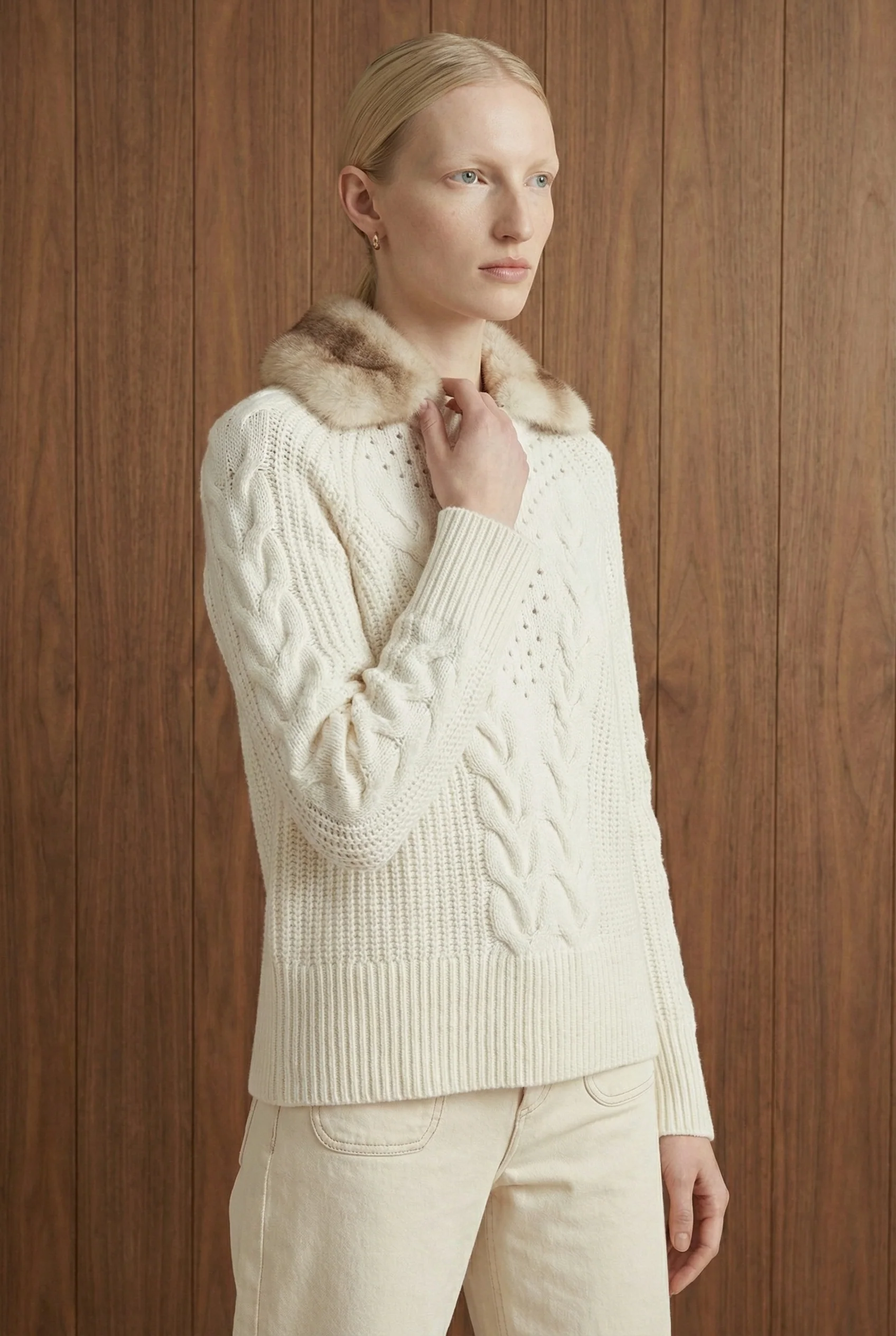 Eloria Rex Fur Collar Knit Sweater - Image 3