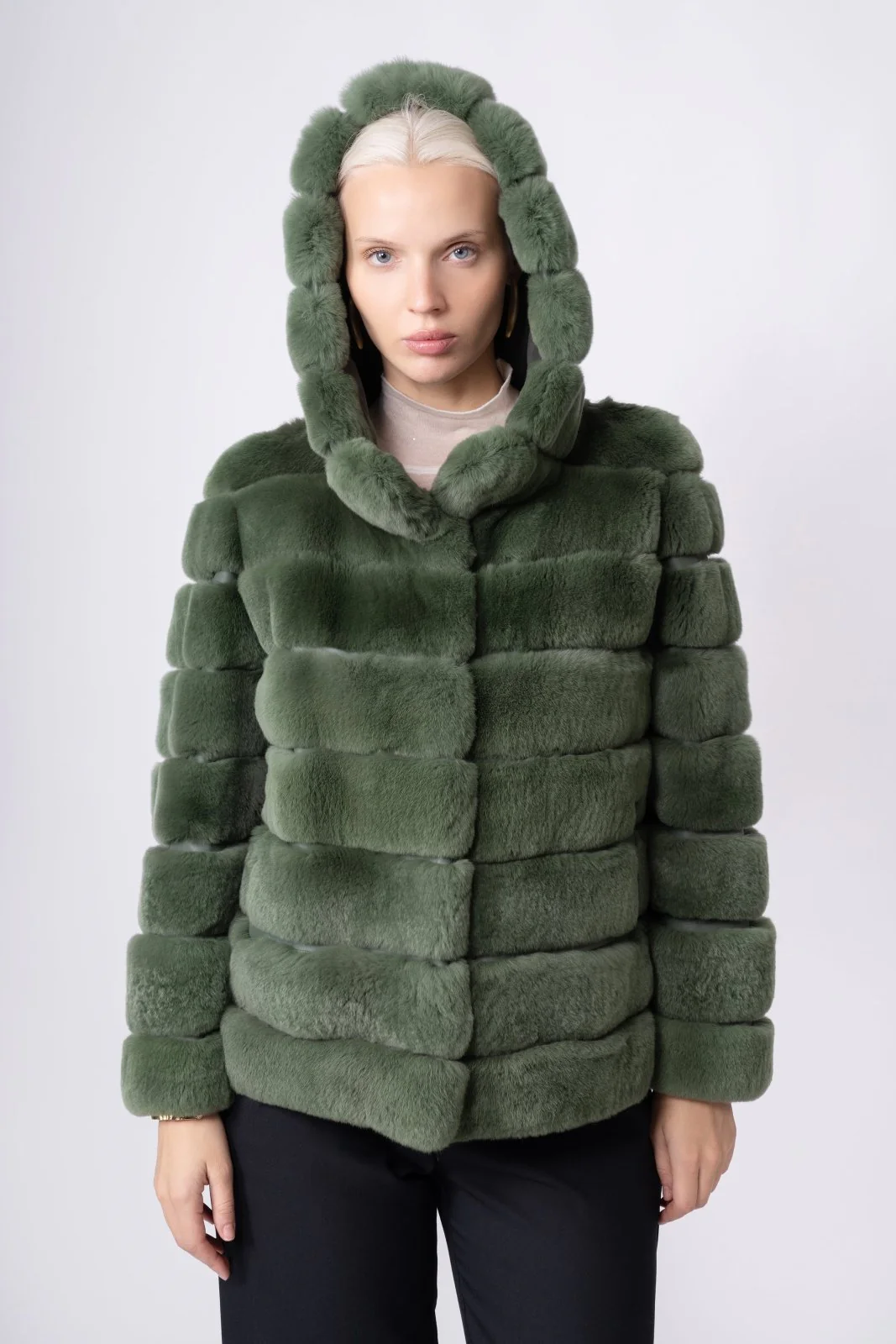 Emerald Serenity Rex Fur Jacket - Image 3