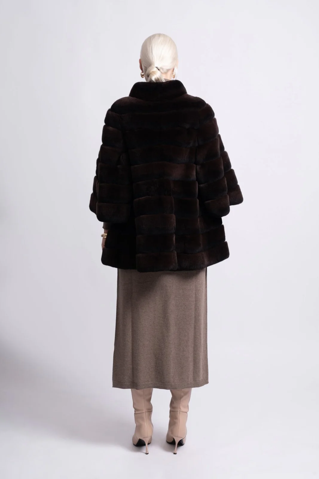 Brown Rex Fur Jacket - Image 3