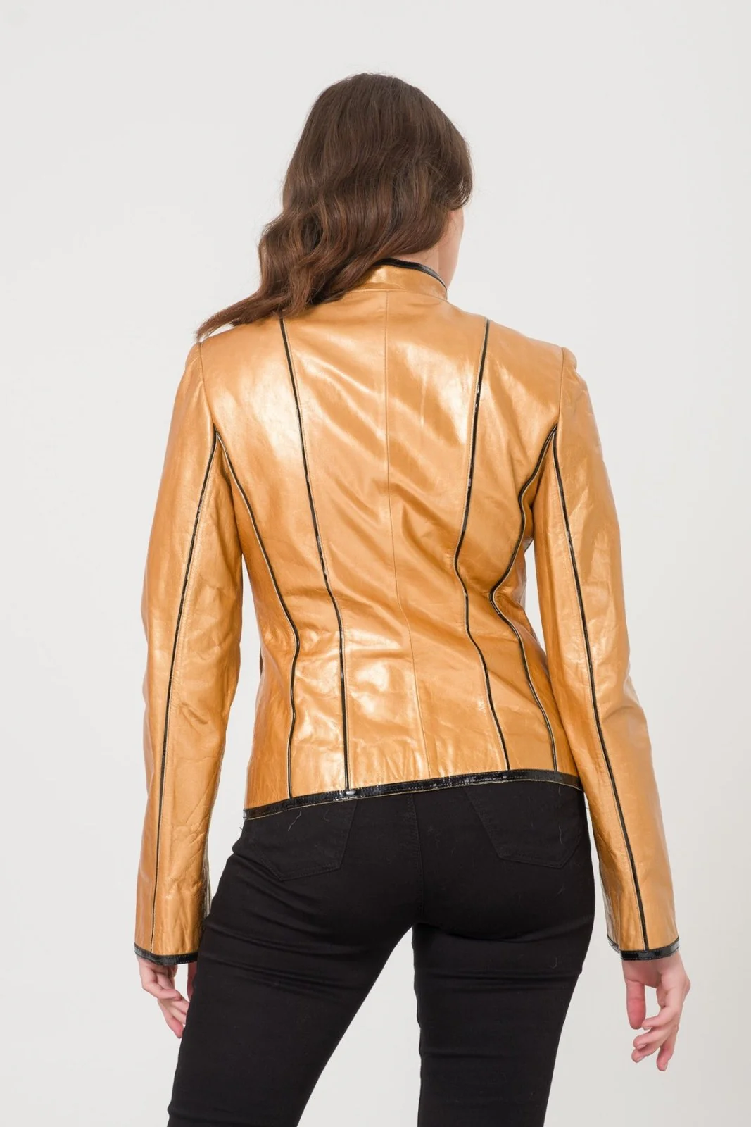 Gold Leather Jacket - Image 3