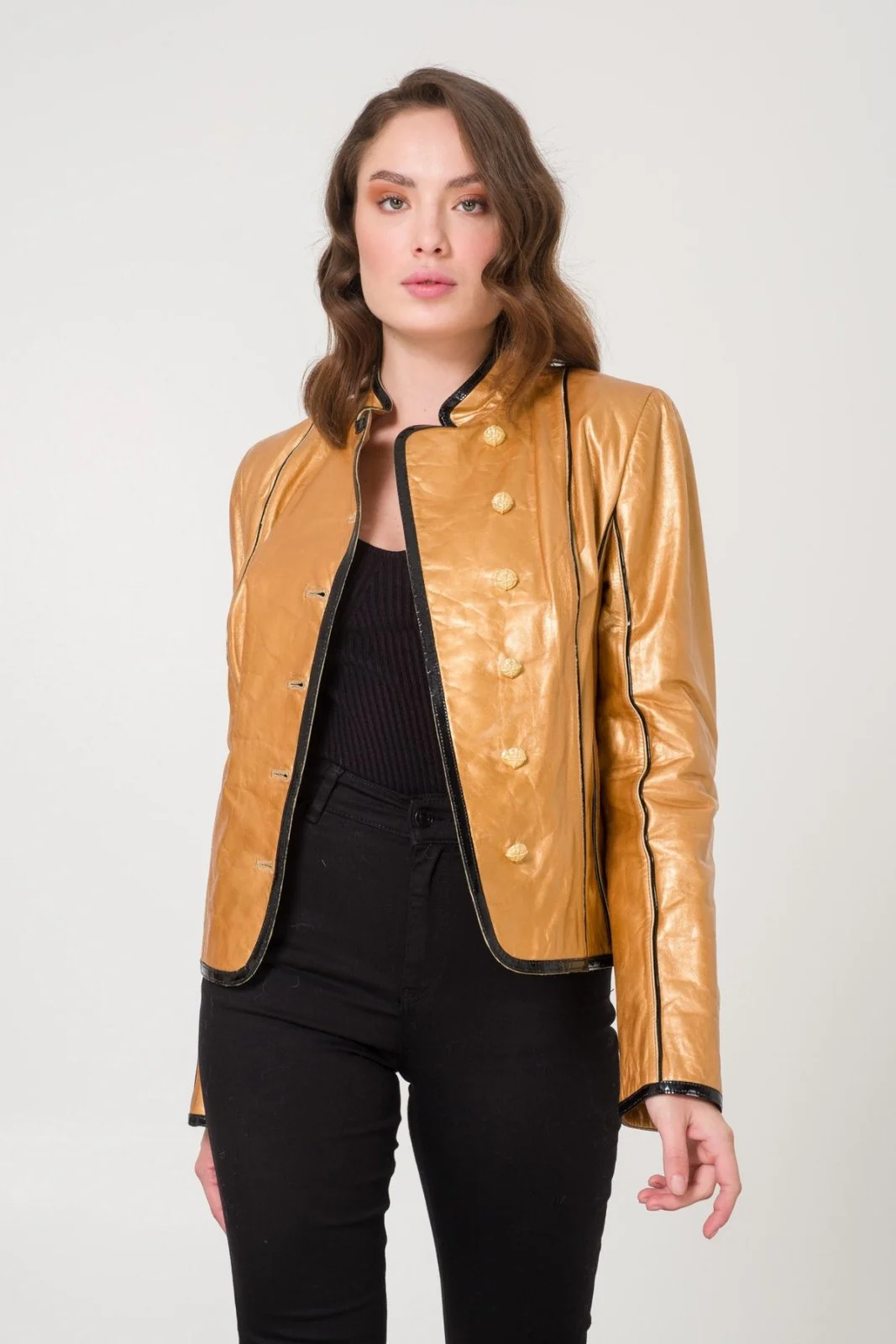 Gold Leather Jacket - Image 4