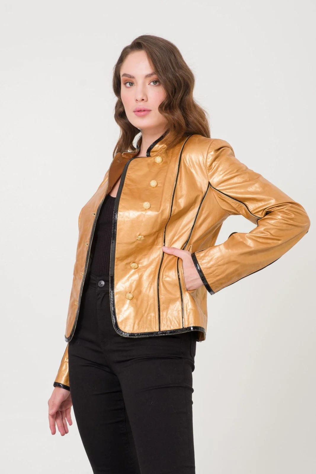 Gold Leather Jacket - Image 6