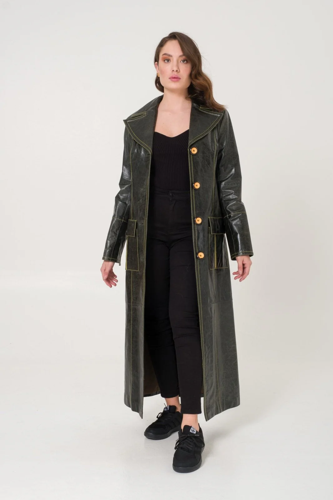Green Leather Coat - Image 4