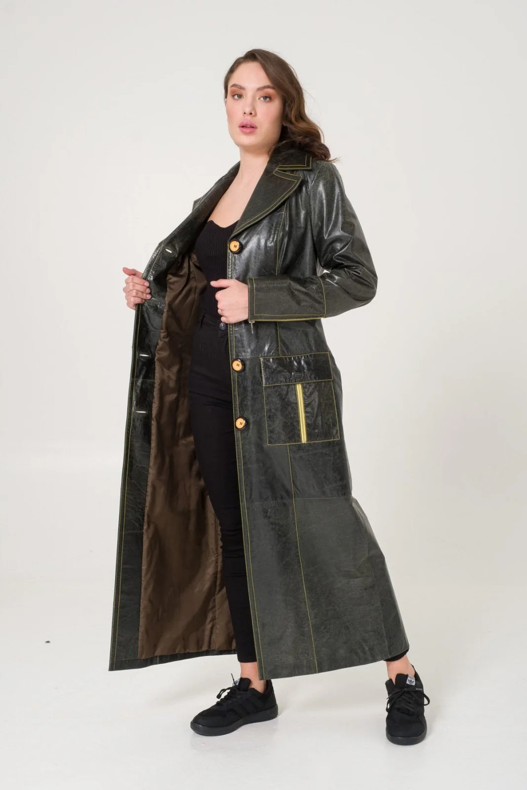 Green Leather Coat - Image 5