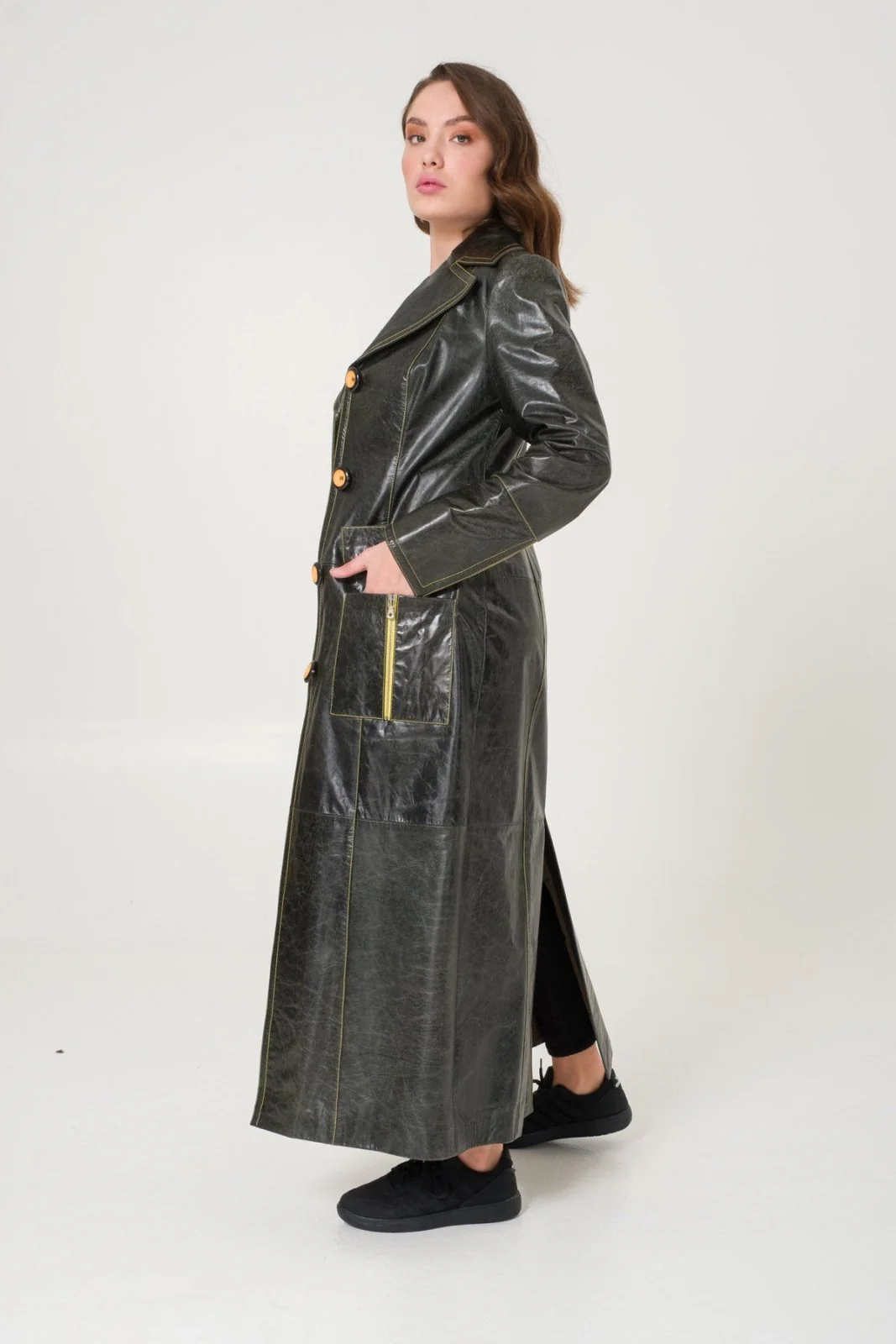 Green Leather Coat - Image 6