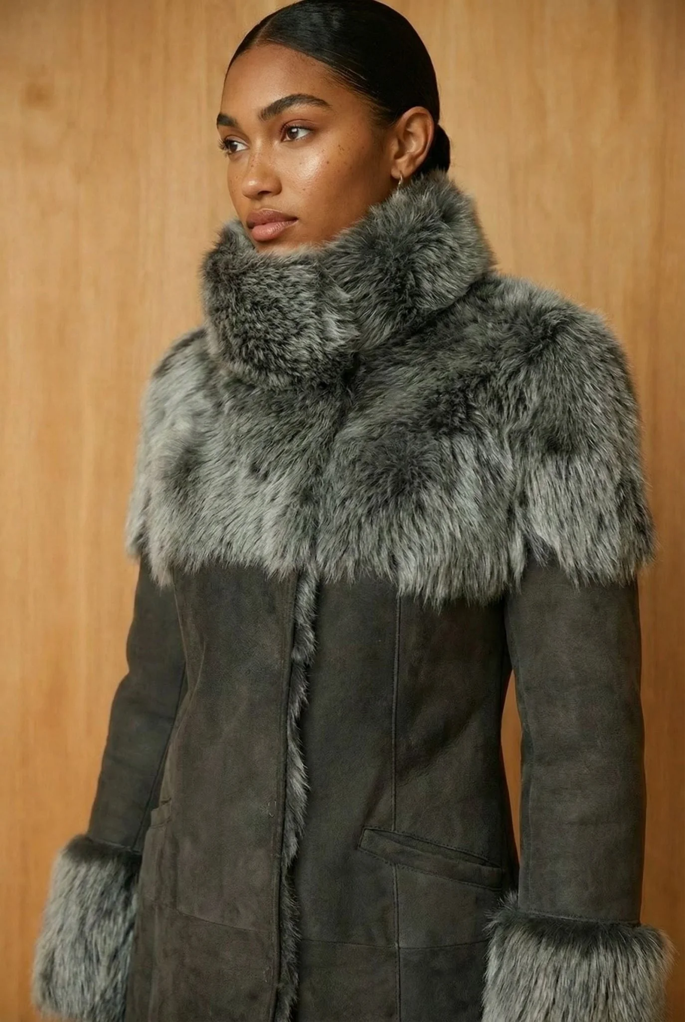 Green Long Fur Coat - Image 2