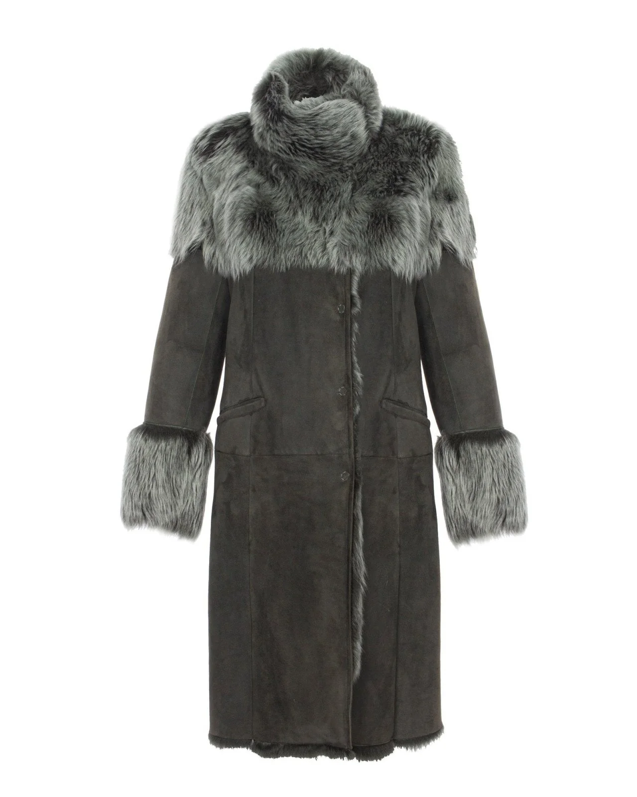 Green Long Fur Coat - Image 3