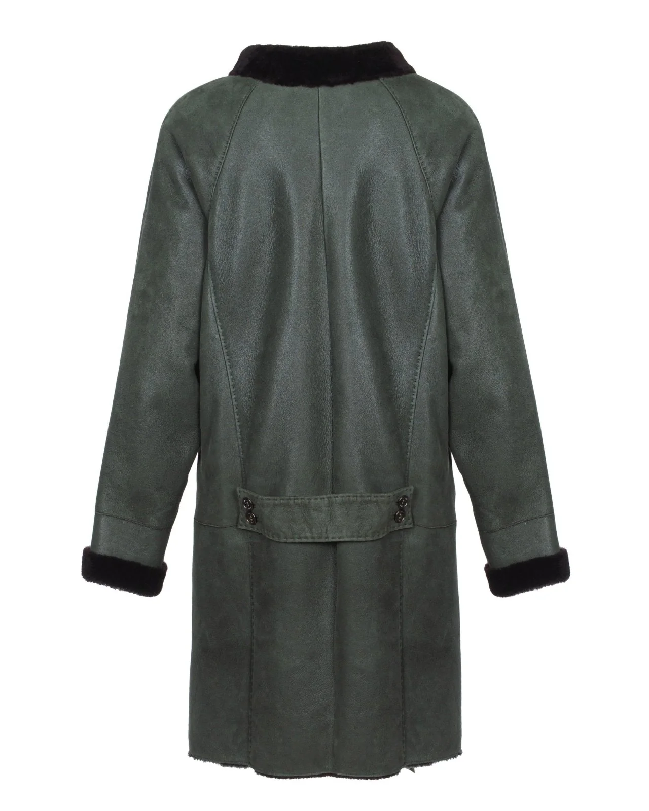 Green Long Leather Coat - Image 2