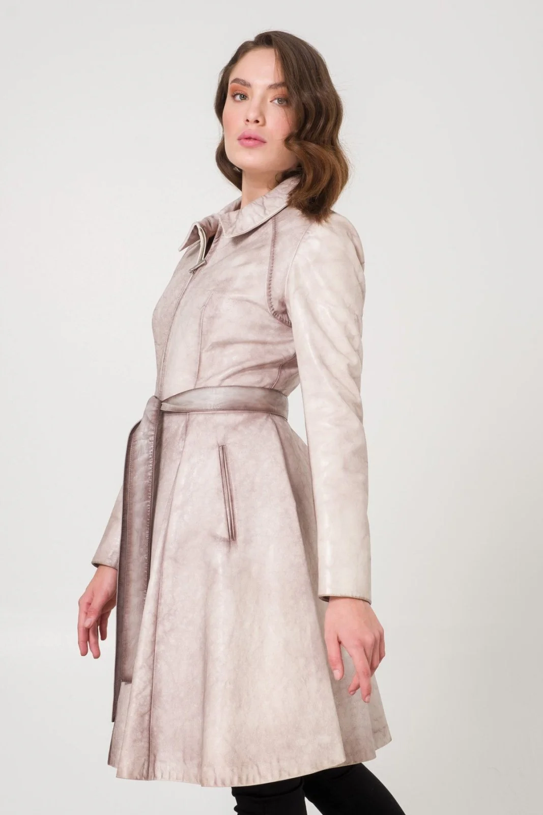 Grey Leather Coat - Image 2