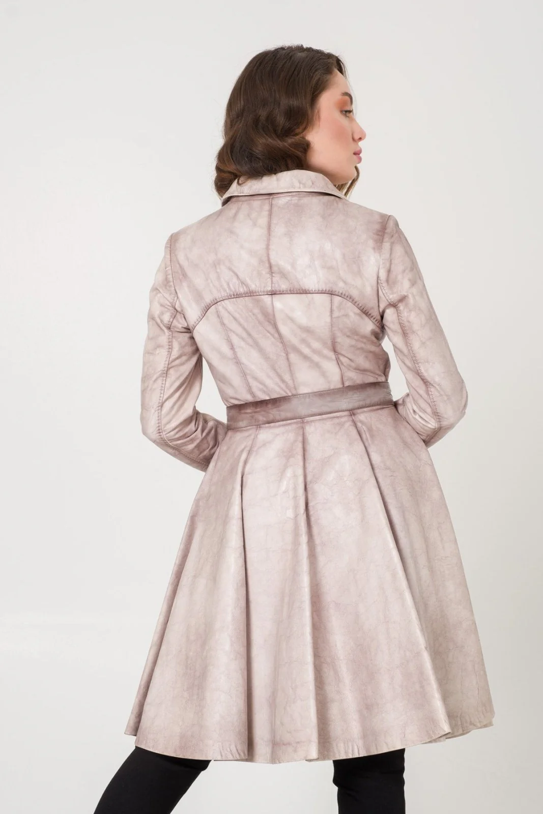 Grey Leather Coat - Image 3