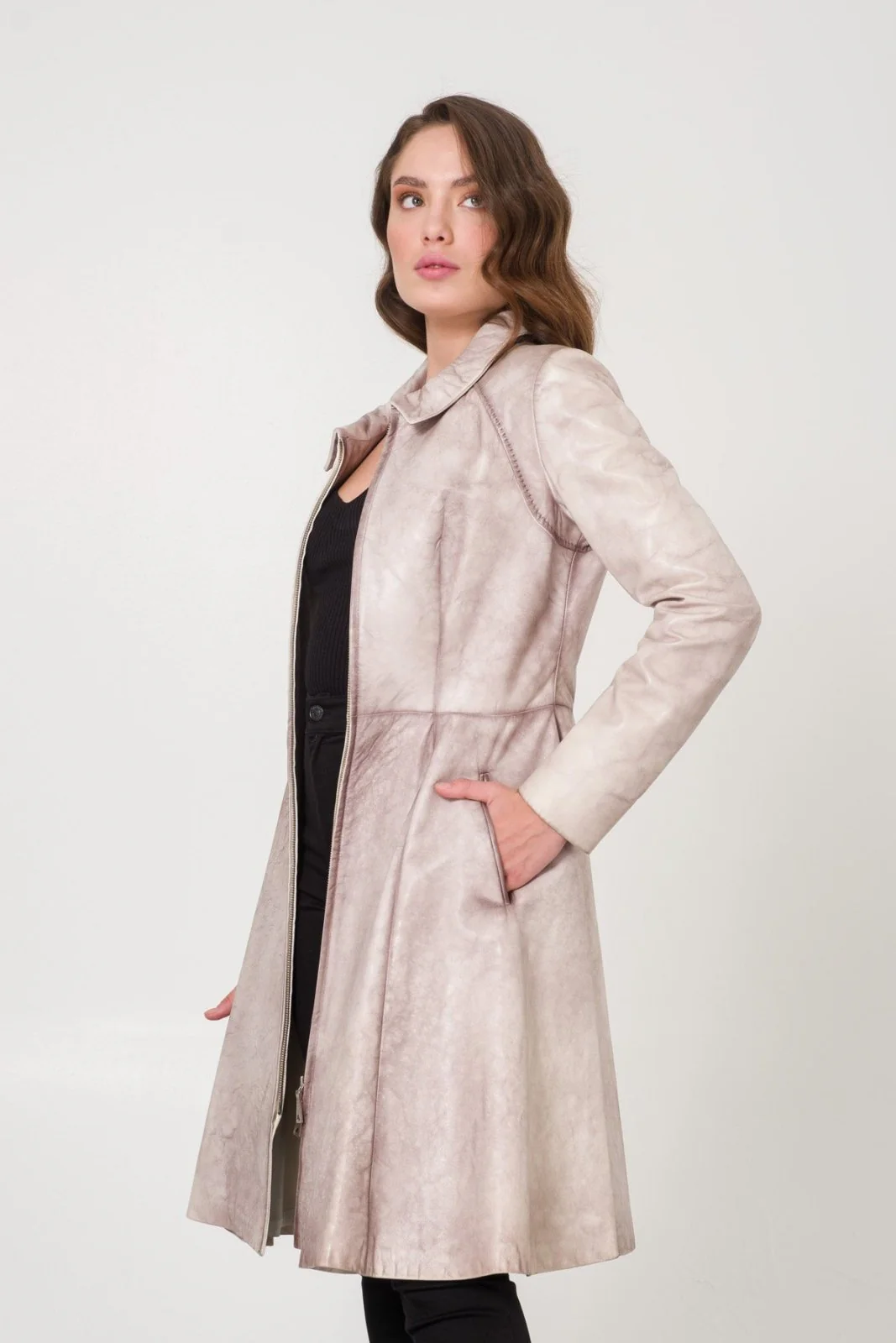 Grey Leather Coat - Image 6