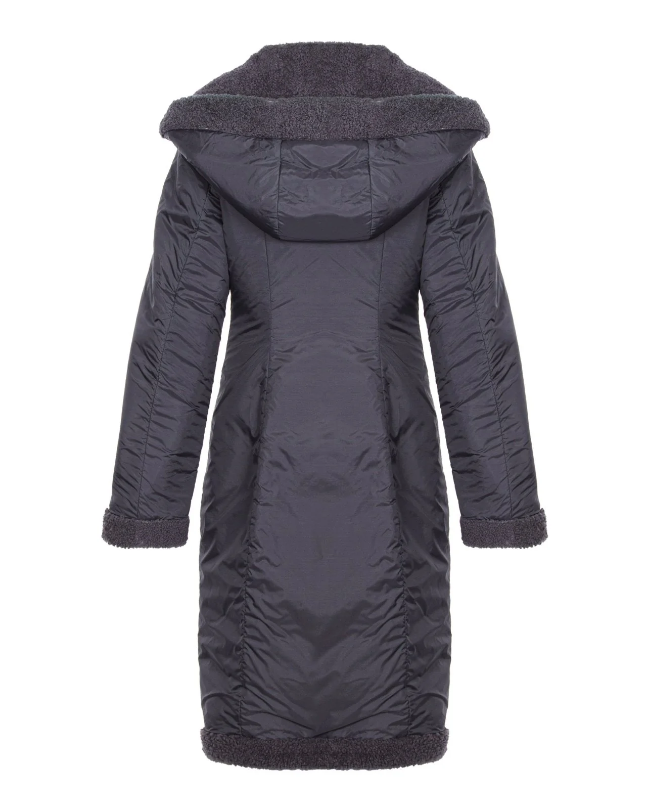 Grey Long Fur Coat - Image 4