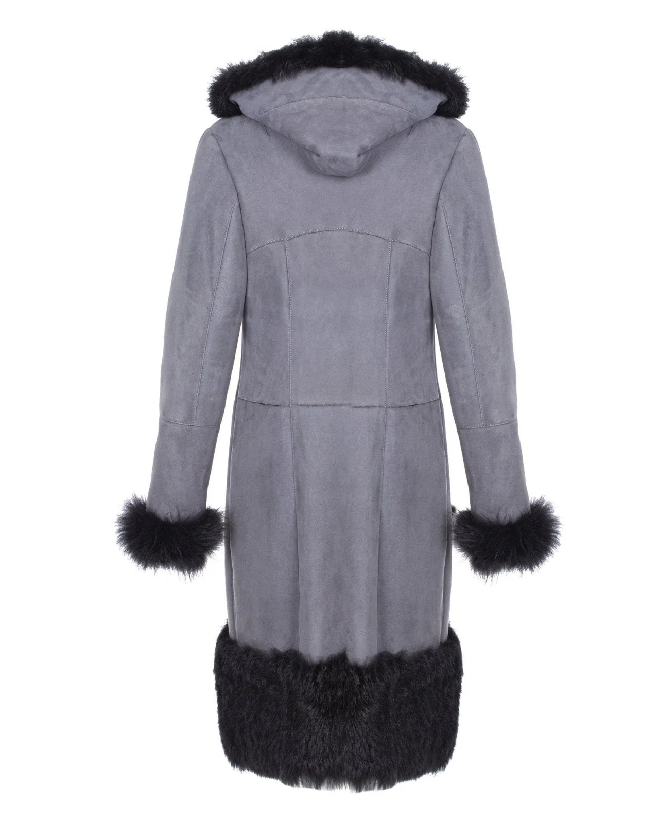 Grey Long Leather Coat - Image 4