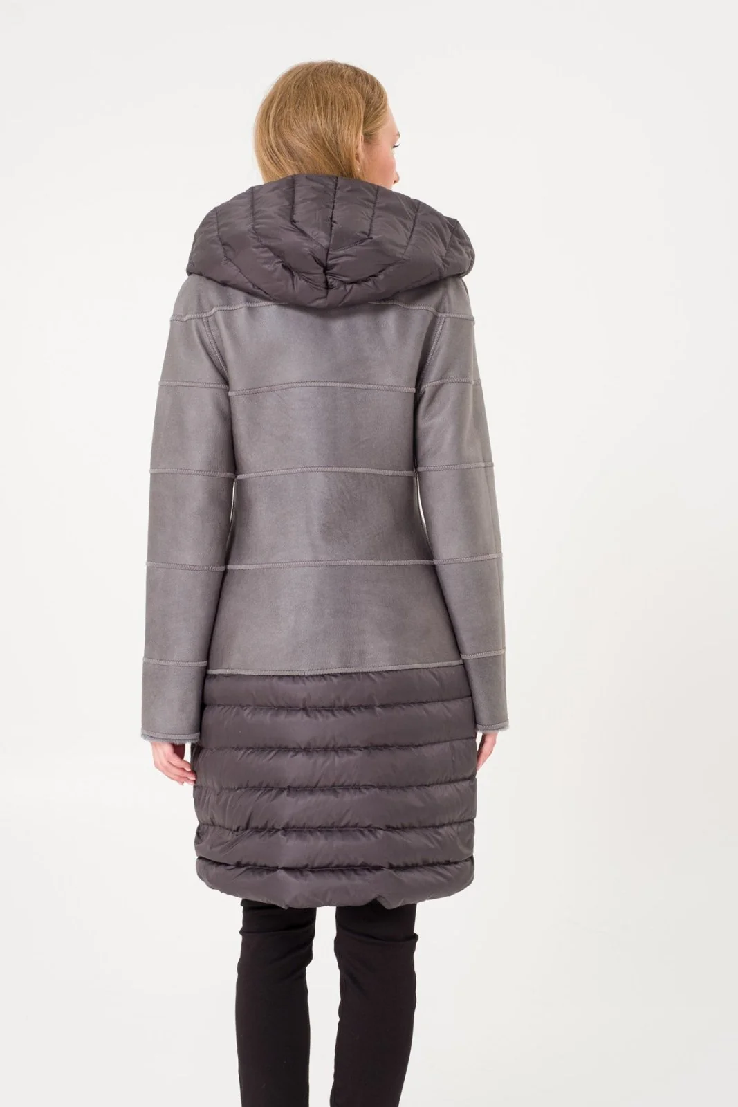 Grey Long Shearling Coat - Image 3
