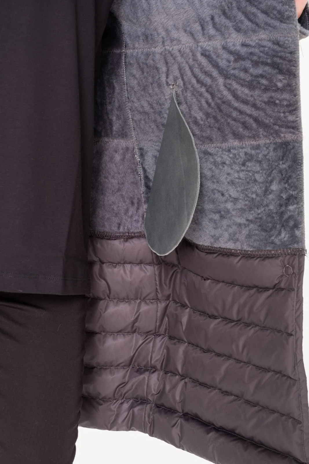Grey Long Shearling Coat - Image 7