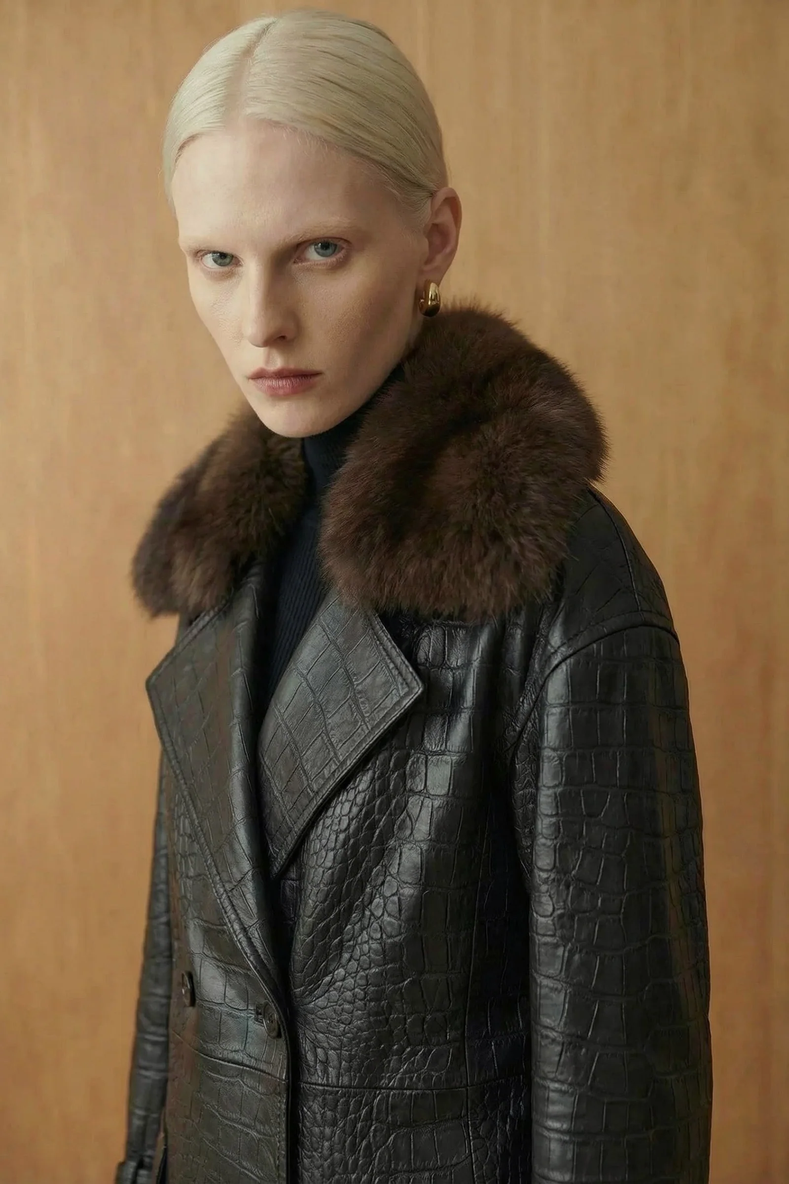 Imperia Croc-Embossed Leather Coat - Image 3