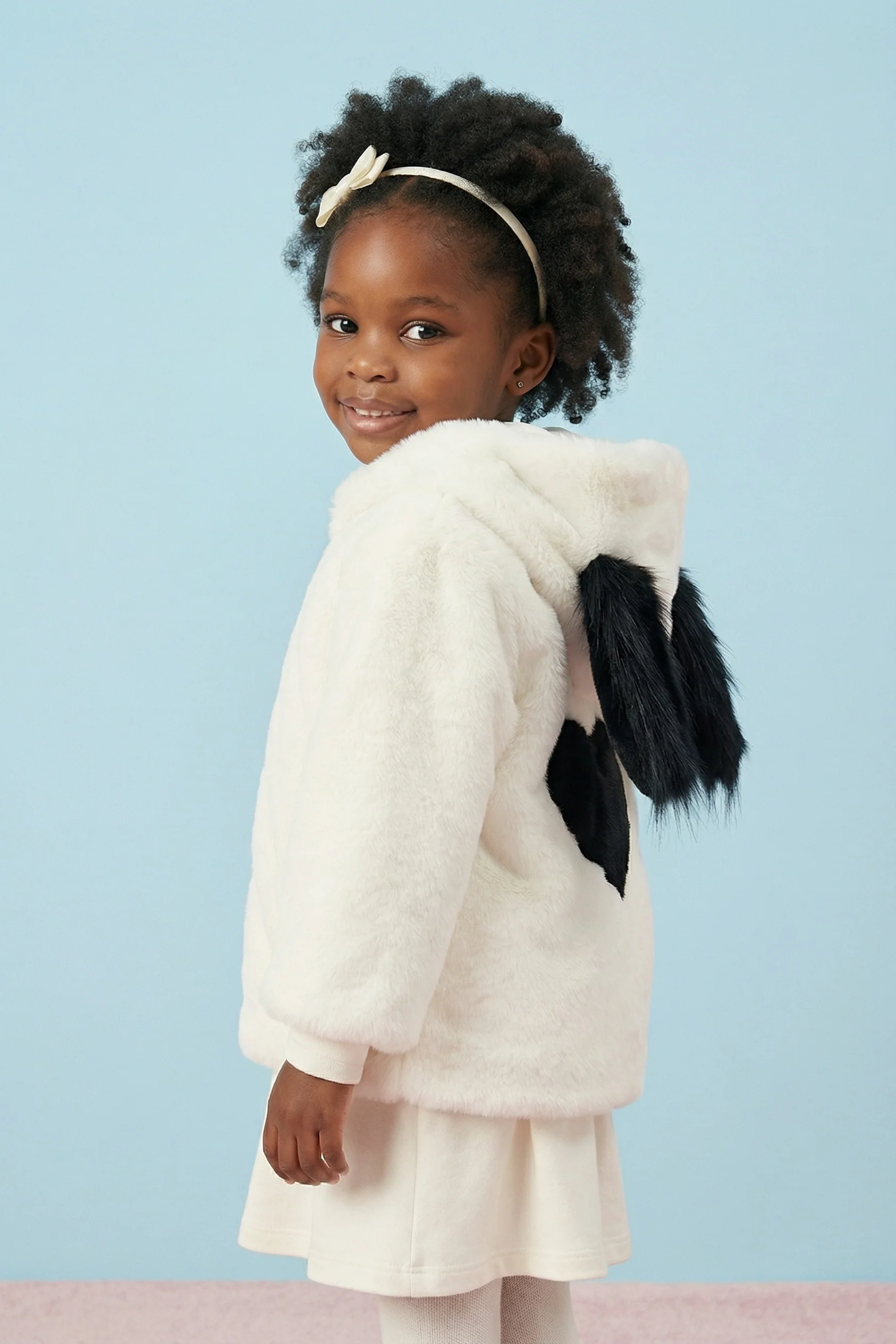 Ivory Bunny Rex Fur Jacket - Image 3