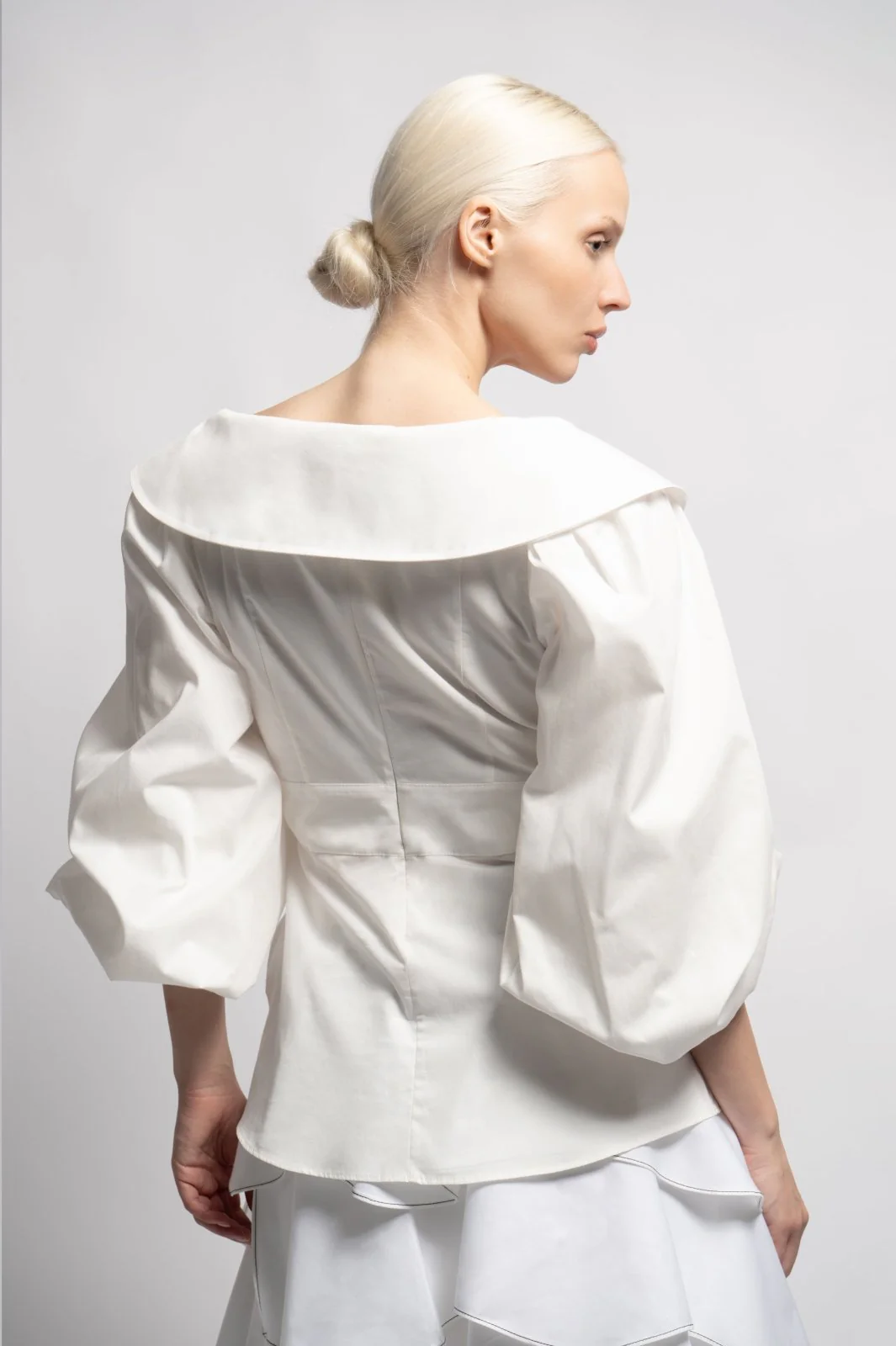 Ivory Cotton Bow-Tie Blouse - Image 4