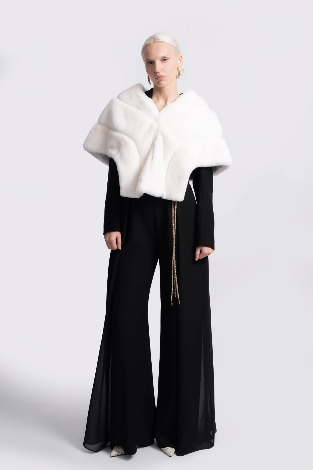 Ivory Eclipse Rex Fur Cape - Image 3
