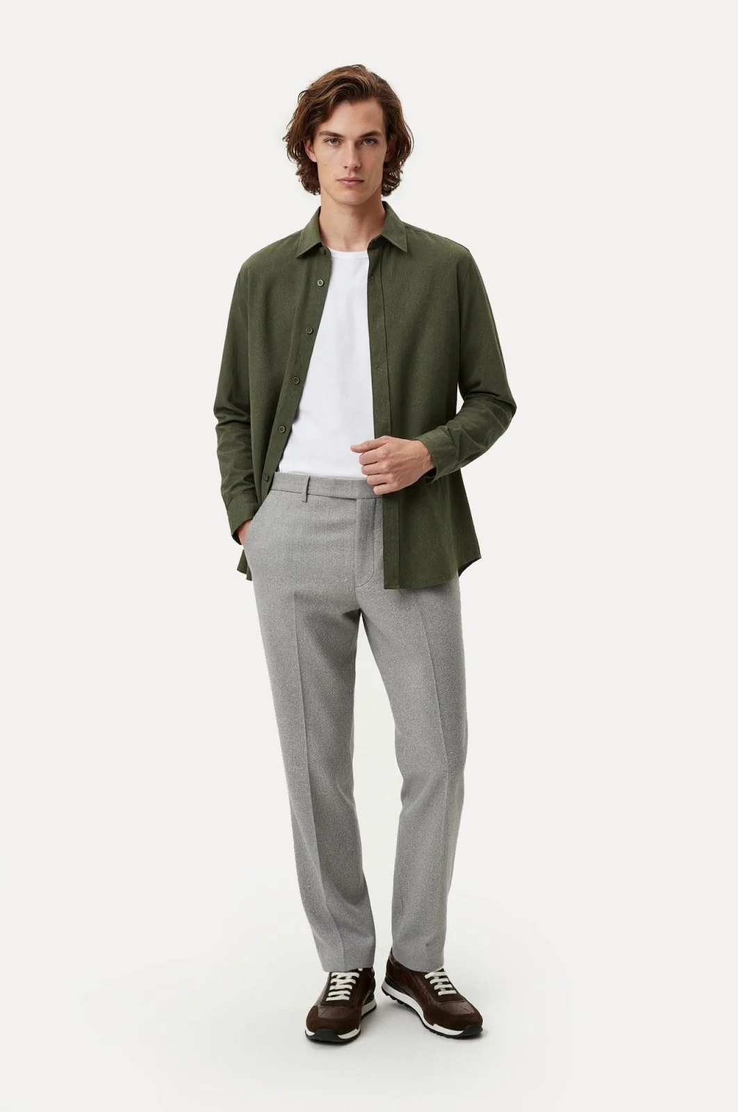 Khaki Textured Button-Down Shirt - Image 3