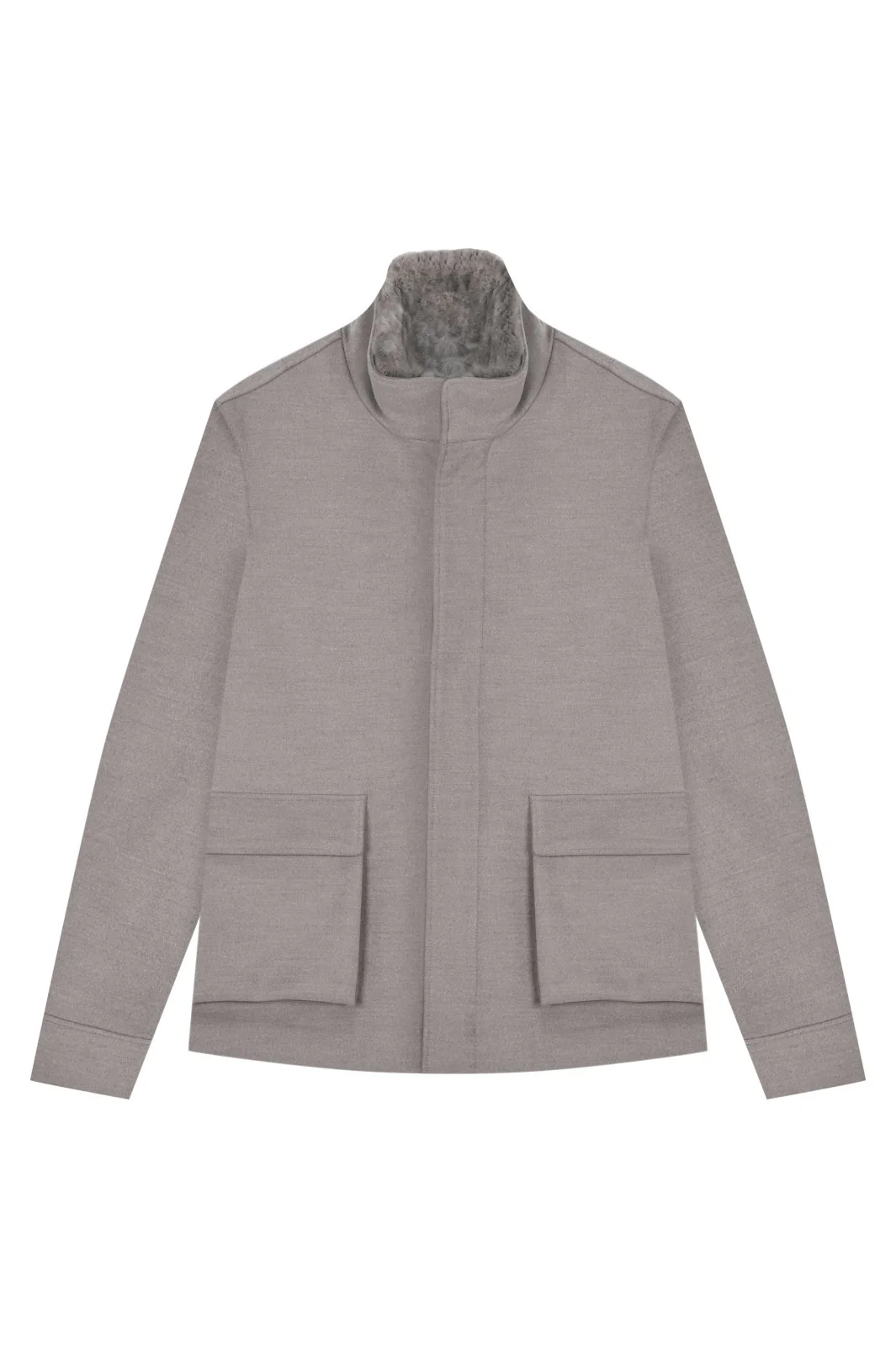 Light Beige Polywool Rex Collar Coat - Image 3