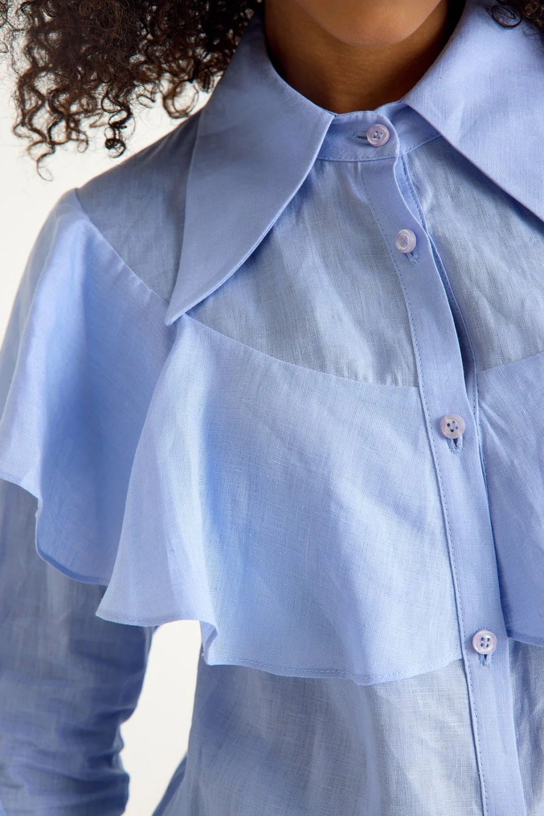 Azul Blue Ruffled Shirt - Image 3