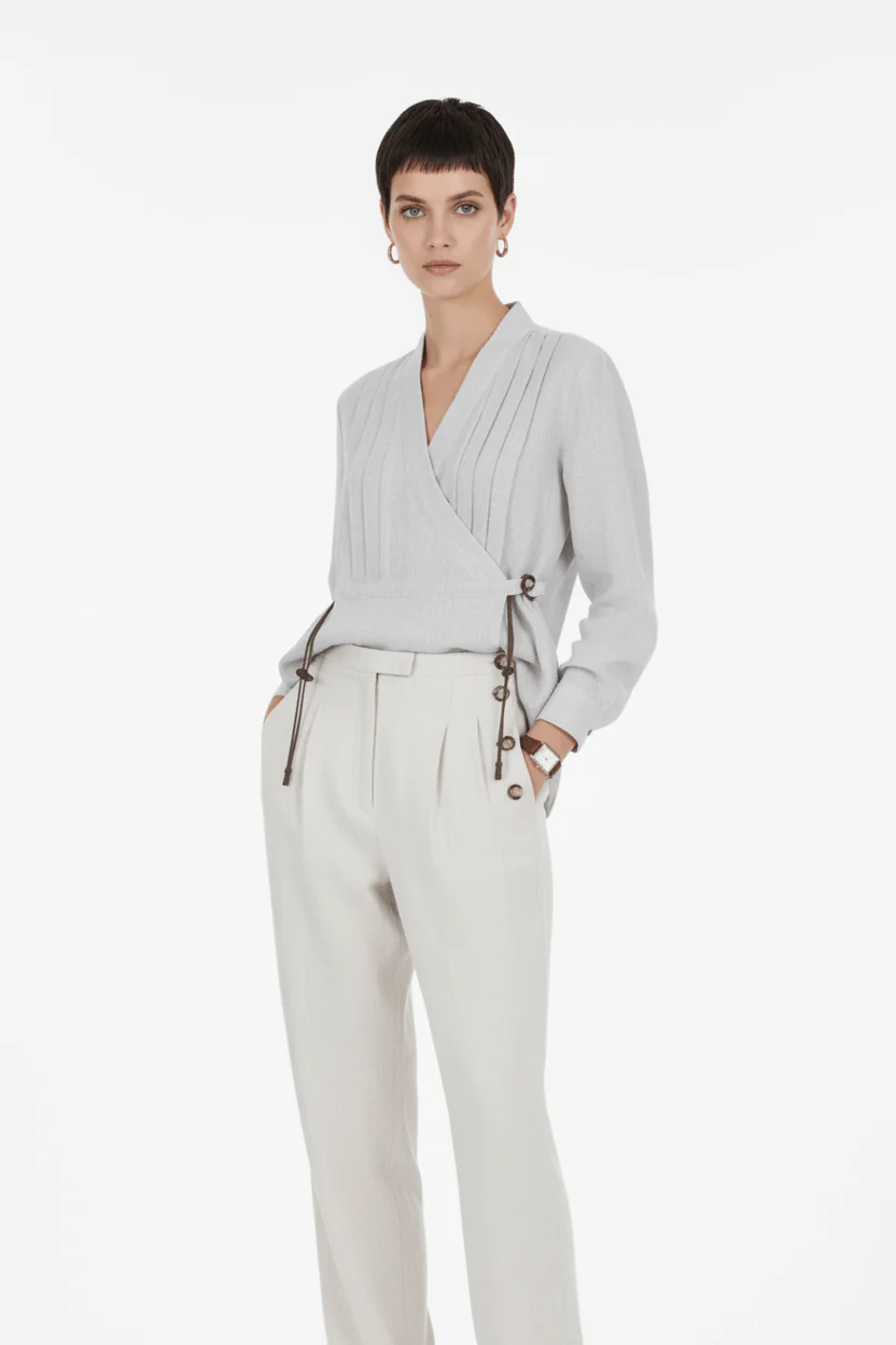 Linen Semi-Grey Blouse - Image 2