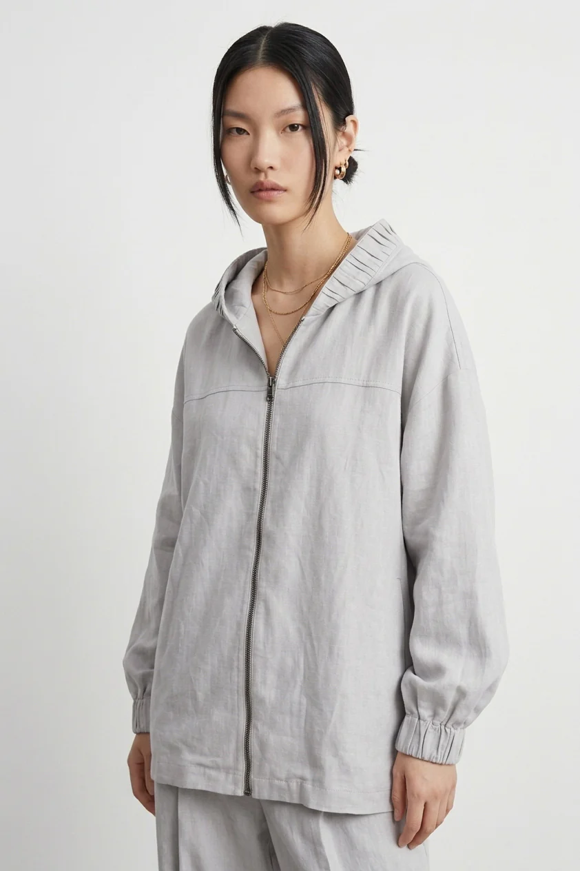 Luneria Relaxed Linen Hooded Jacket - Image 2