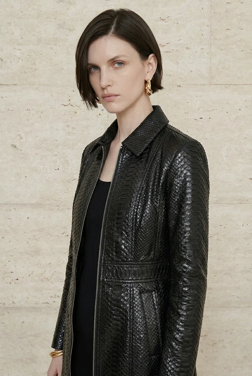 Marcella Python Zip Coat - Image 4