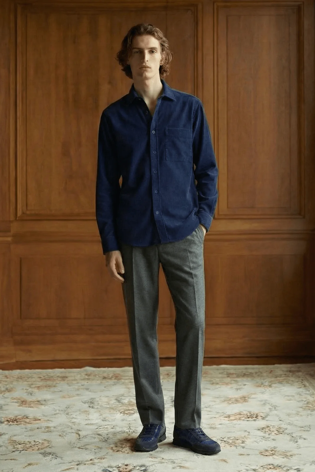 Midnight Blue Corduroy Shirt