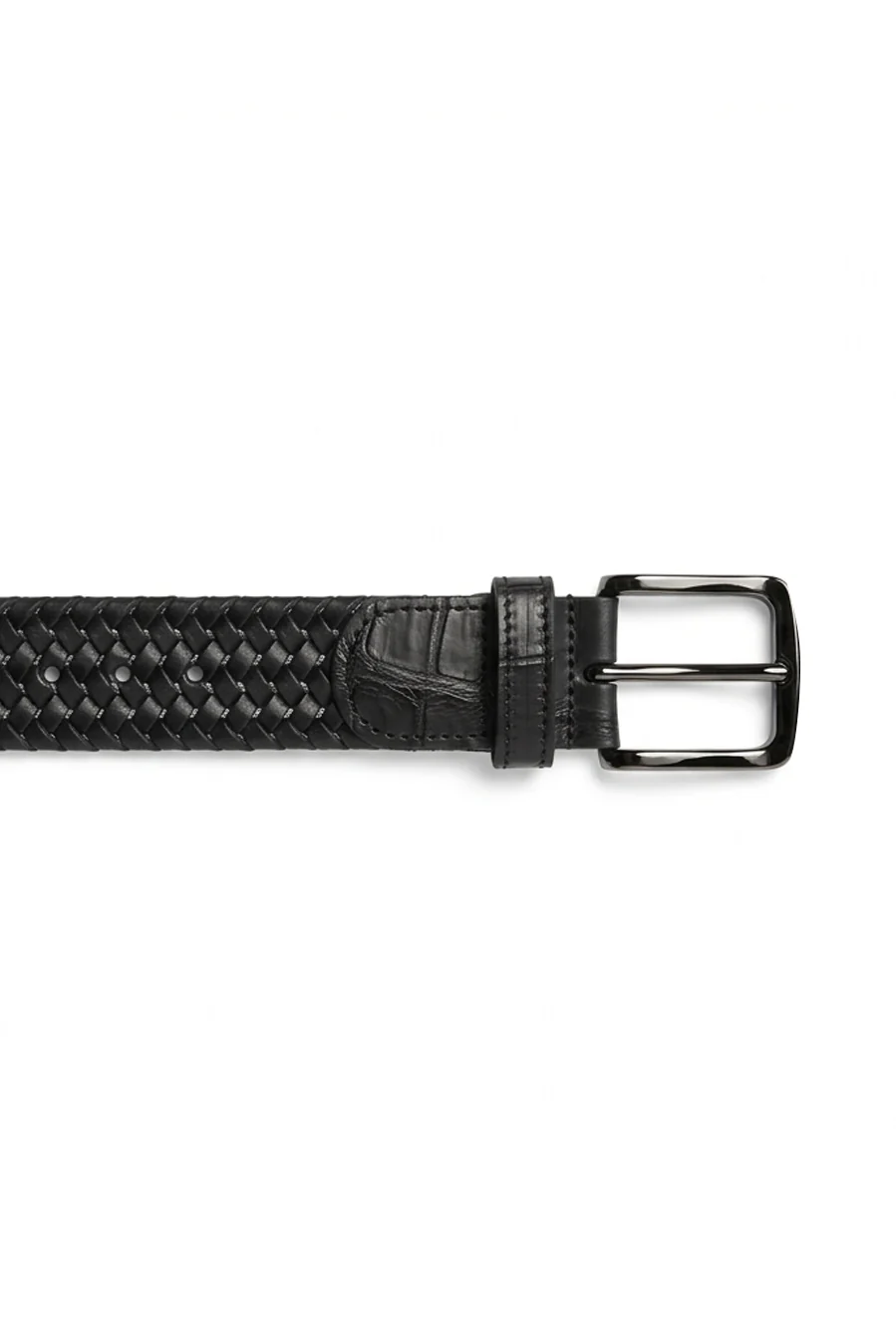 Midnight Crocodile Trim Braided Belt - Image 2