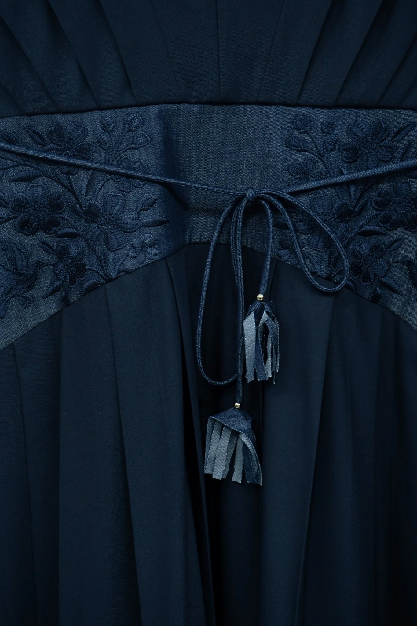 Midnight Navy Pleated V-Neck Dress - Image 4