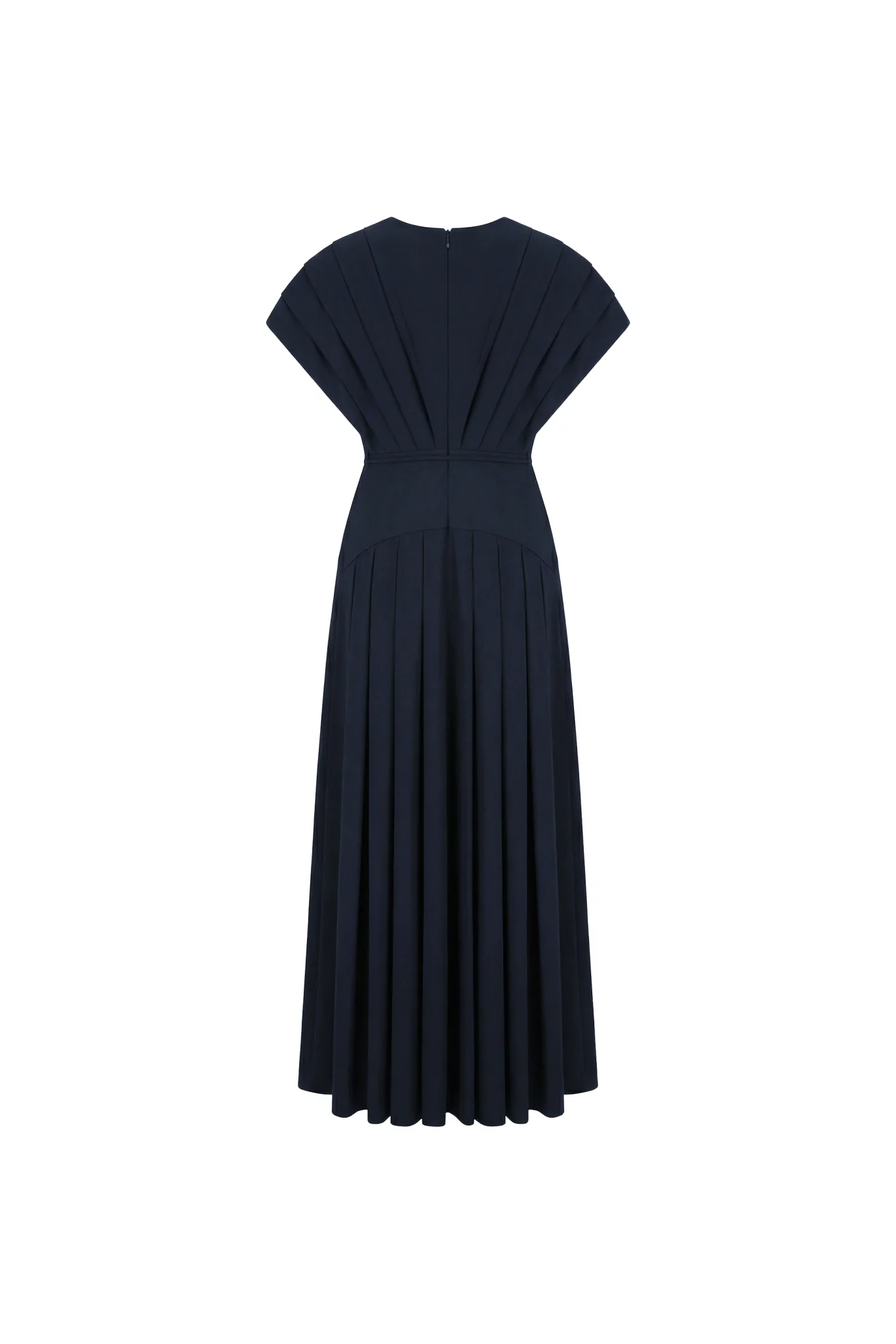 Midnight Navy Pleated V-Neck Dress - Image 6