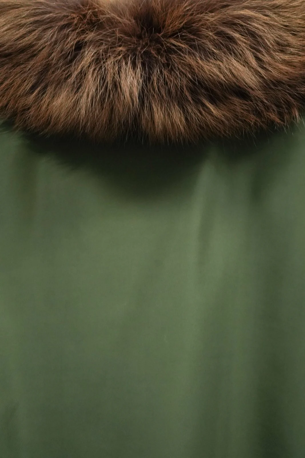 Military Green Technical Bomber with Fox Fur Collar - Image 4
